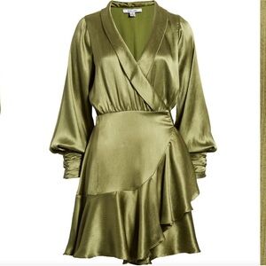 Nordstrom BTFL-life Galiena Long Sleeve Satin Wrap Dress